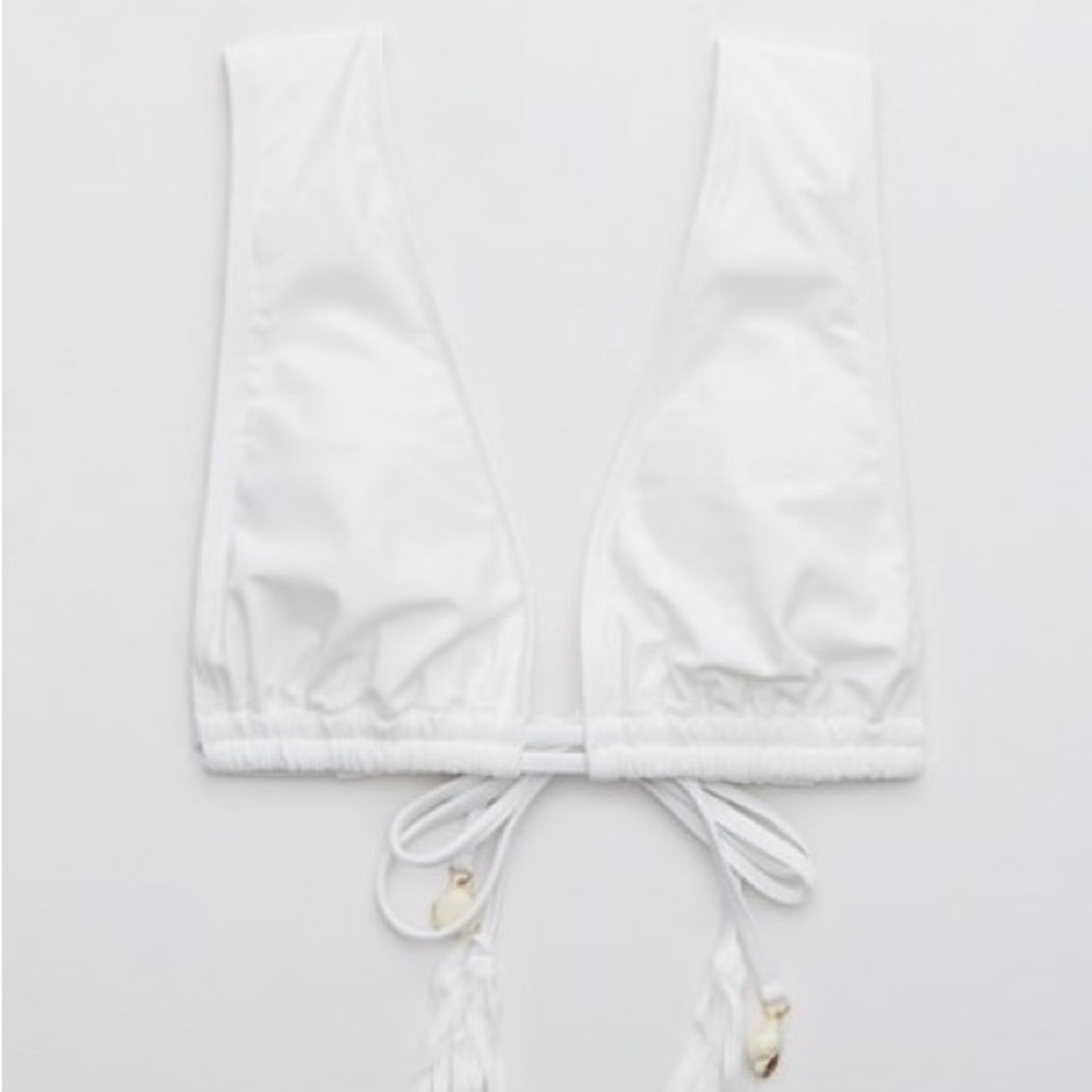 Aerie Tassel Plunge Bikini Swim Top Size M NEw